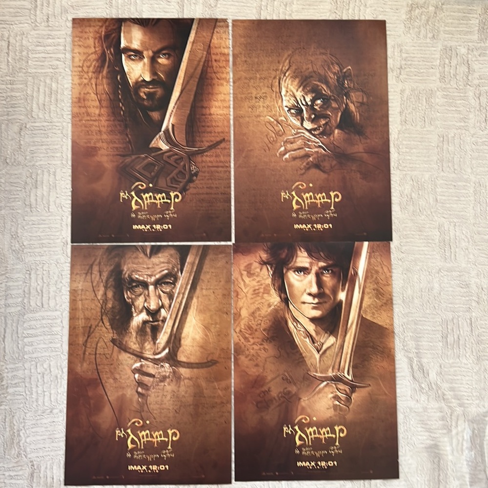 ORIGINAL IMAX PREMIER OF HOBBIT MOVIE POSTERS - Set of 4 Limited Edition